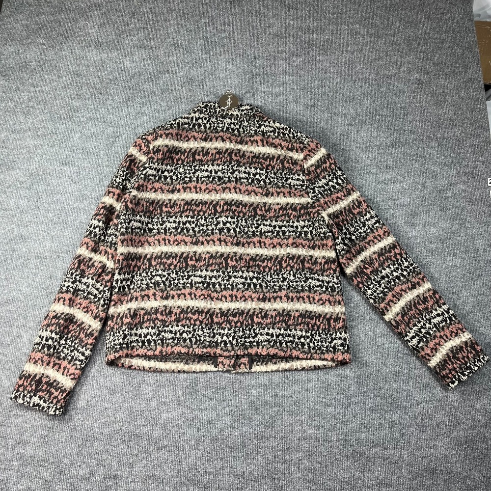 Basler Cardigan Sweater Women Multicolor Textured Tight knit Striped Warm Winter - Picture 2 of 13